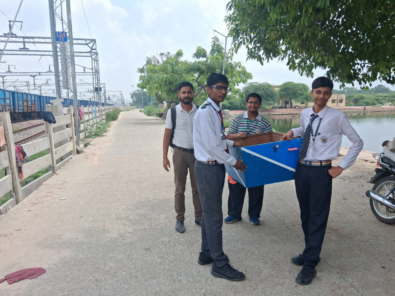 1st Testing of our prototype — carrying the unit to the water body